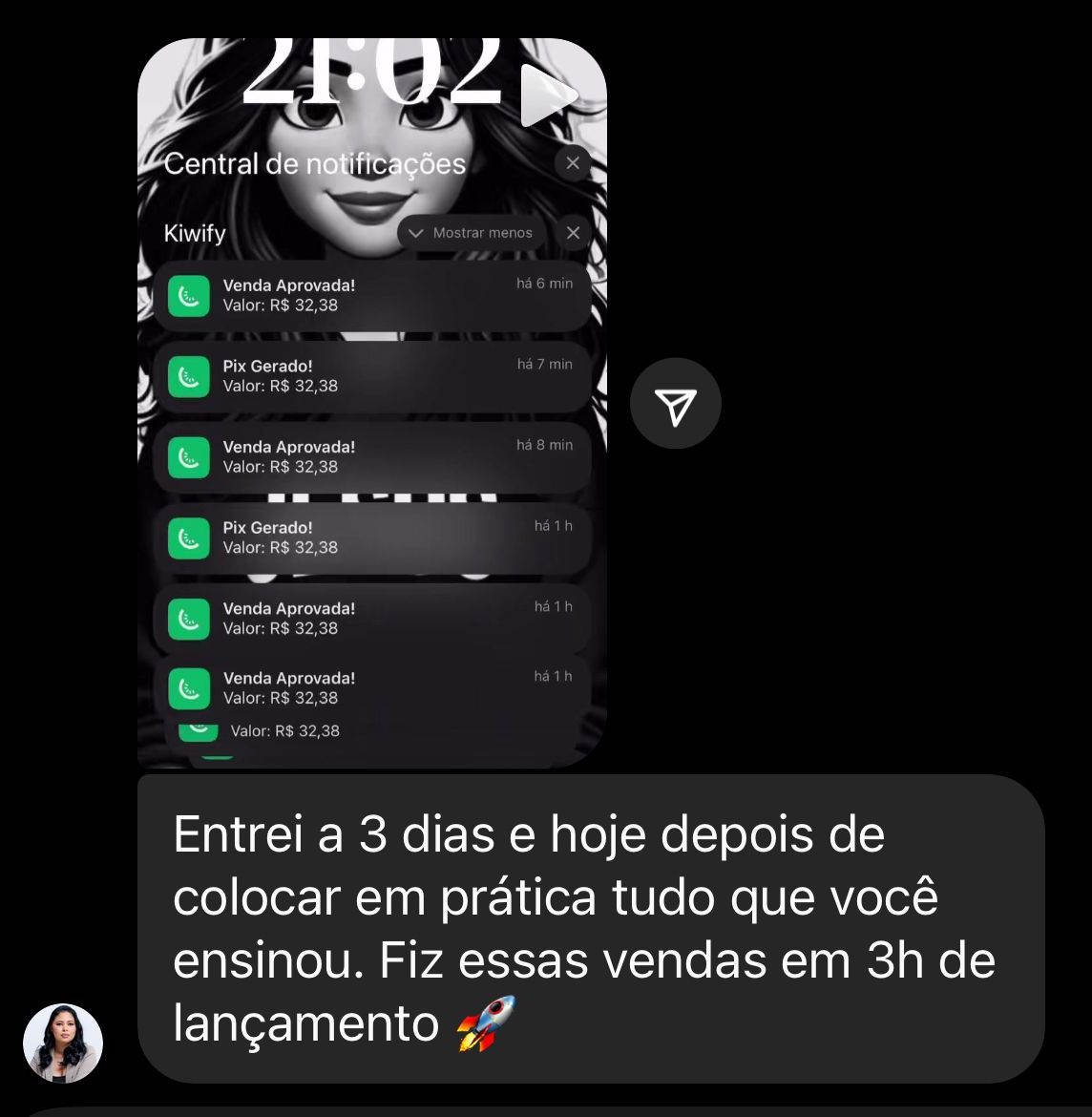 Prova social de vendas/resultados